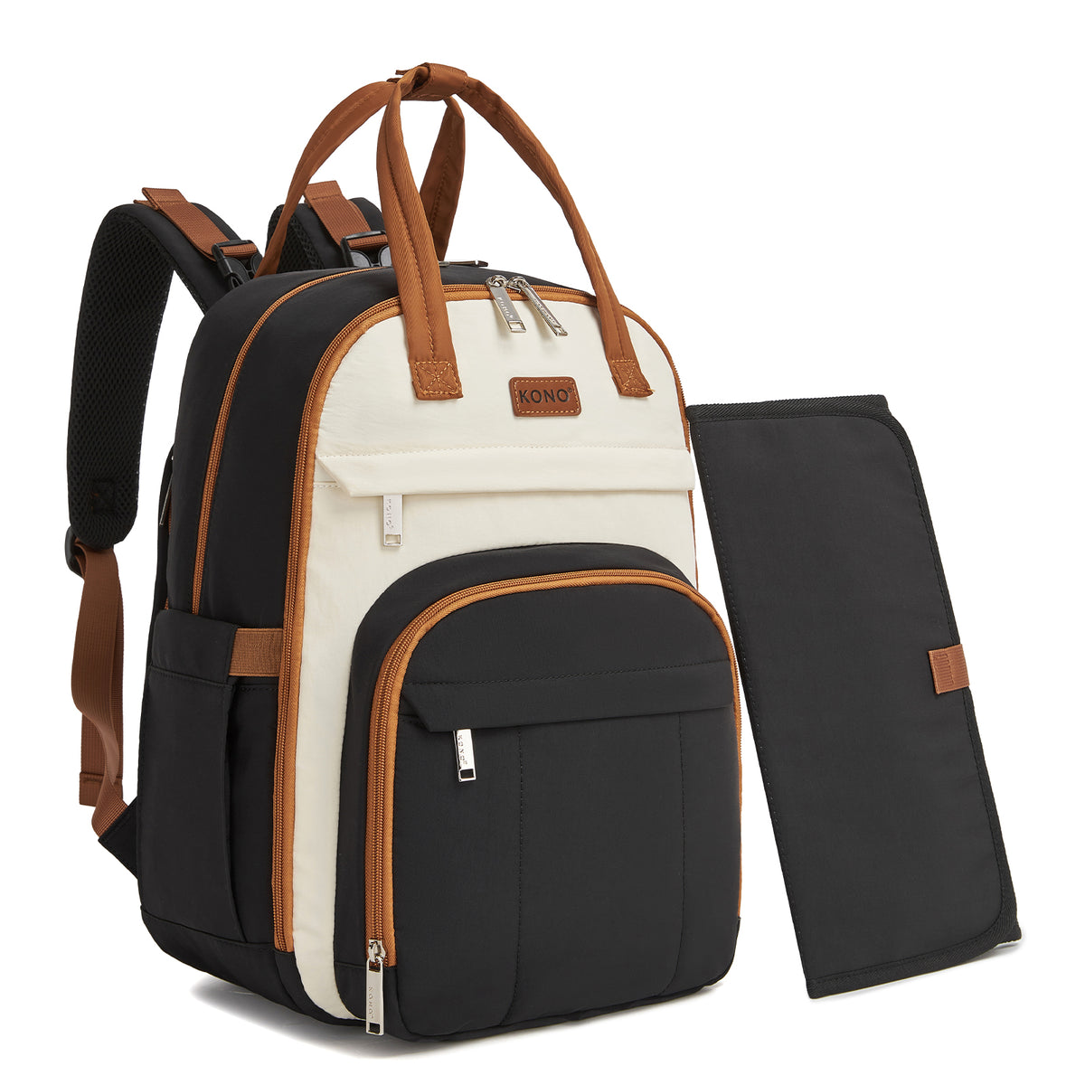 Kono 2-in-1 Nappy Changing Backpack, Large Capacity Diaper Bag With Changing Mat
