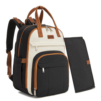 Kono 2-in-1 Nappy Changing Backpack, Large Capacity Diaper Bag With Changing Mat