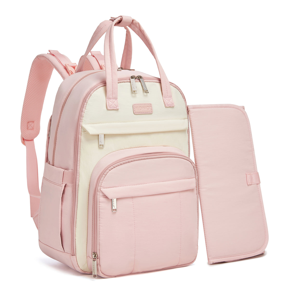 Kono 2-in-1 Nappy Changing Backpack, Large Capacity Diaper Bag With Changing Mat