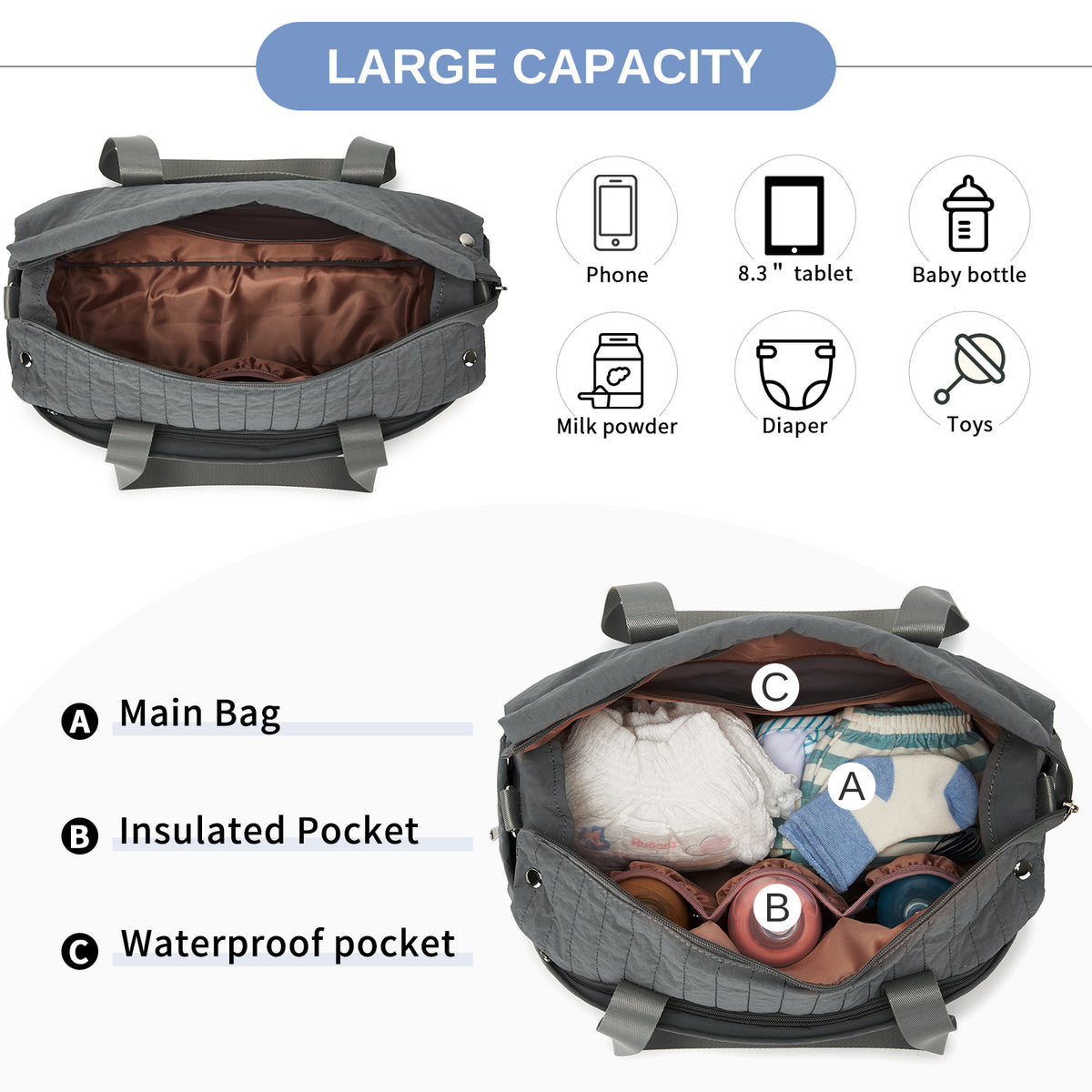 Miss Lulu Stylish and Spacious Maternity Diaper Bag