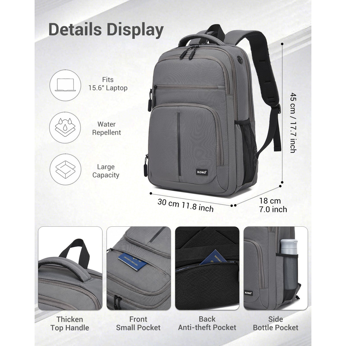 Kono Laptop Backpack with 15.6" Laptop Compartment