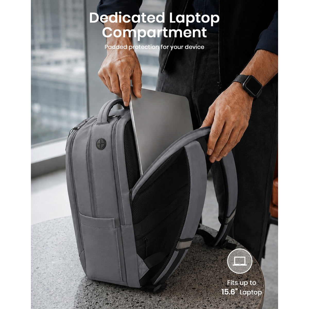 Kono Laptop Backpack with 15.6" Laptop Compartment, Stylish Commuter Bag
