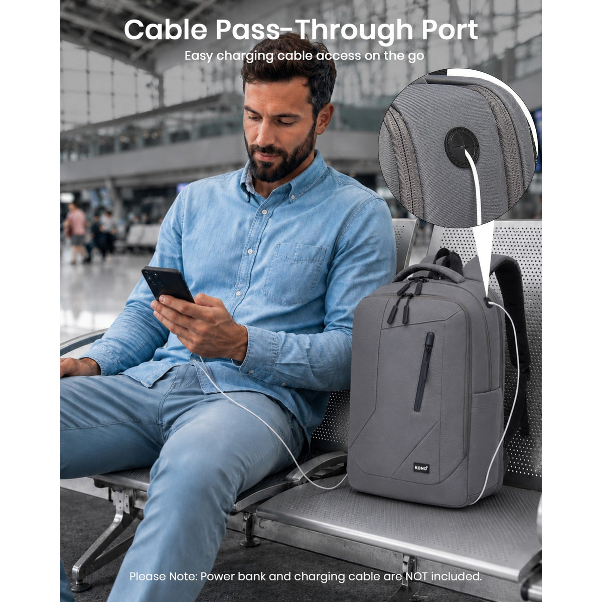 Kono Laptop Backpack with 15.6" Laptop Compartment, Stylish Commuter Bag