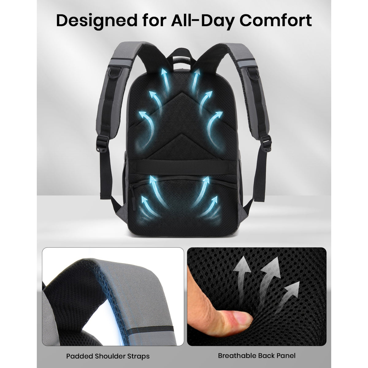 Kono Laptop Backpack with 15.6" Laptop Compartment, Stylish Commuter Bag