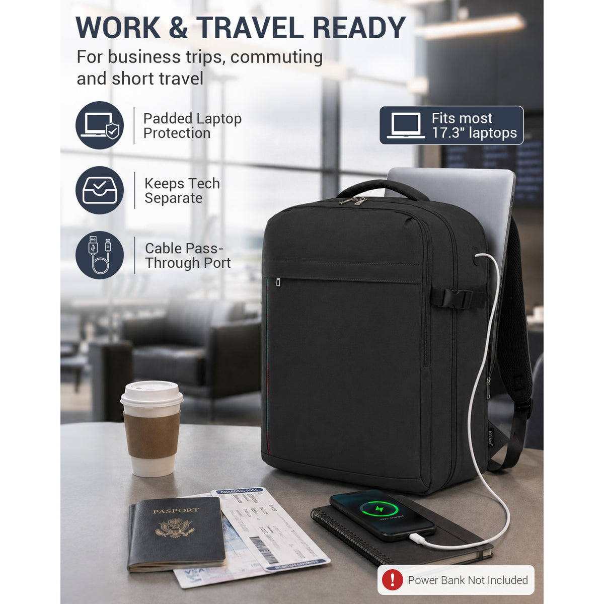 Kono 32L Upgraded Large Backpack, 17.3 Inch Laptop Rucksack