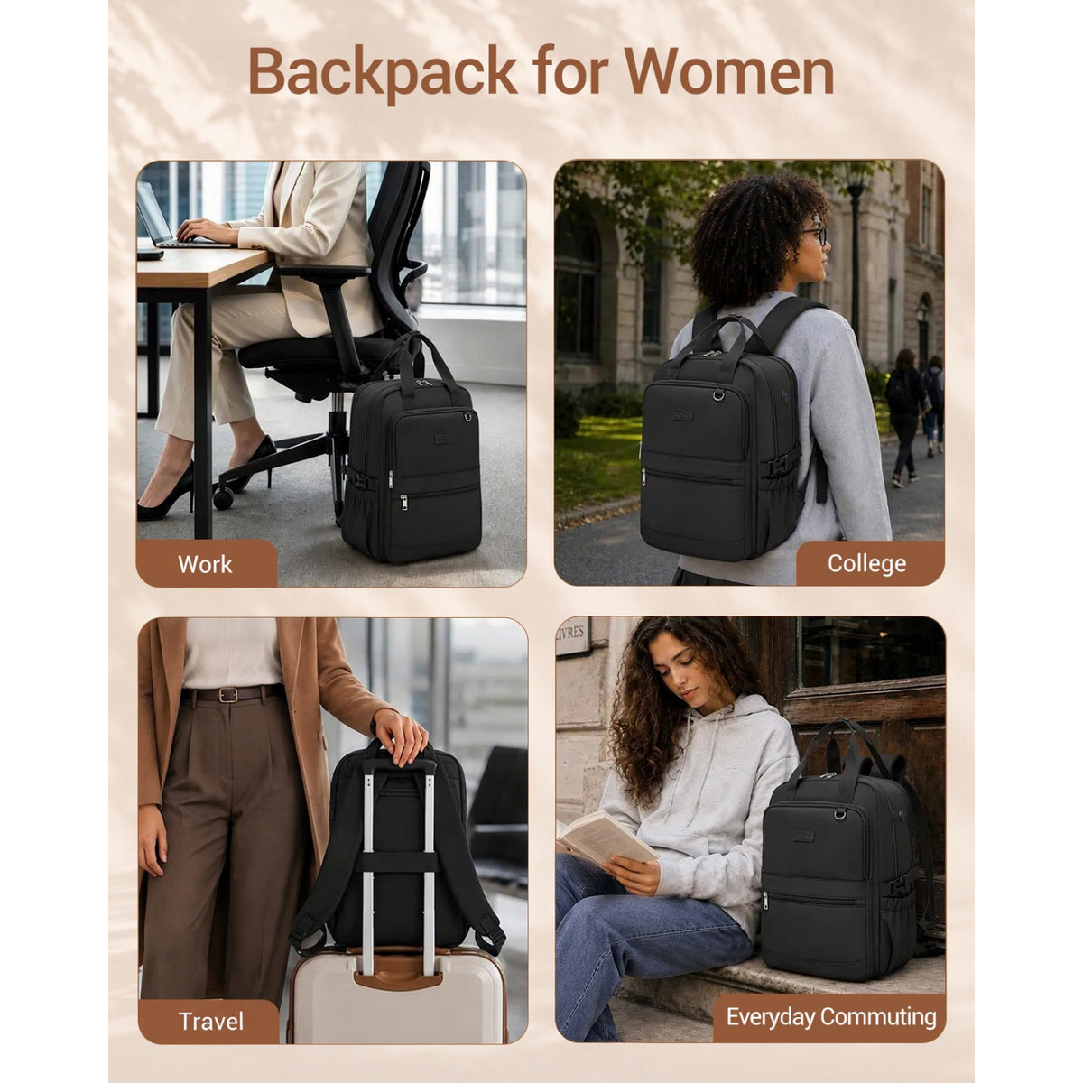Kono Functional Water-Resistant Laptop Backpack, Trendy Design