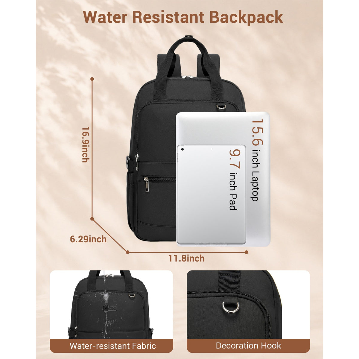 Kono Functional Water-Resistant Laptop Backpack, Trendy Design