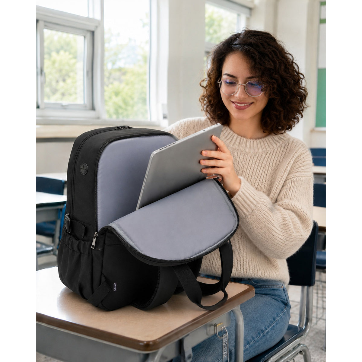 Kono Functional Water-Resistant Laptop Backpack, Trendy Design