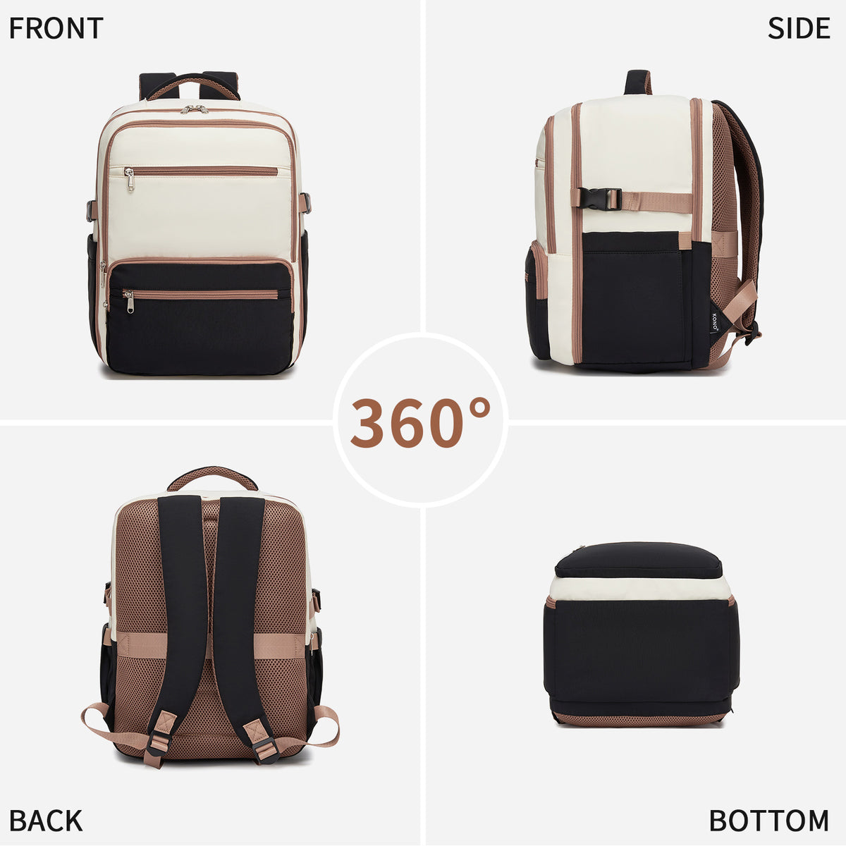 Kono Compact 15.6" Laptop Travel Backpack- 40x30x20cm, Fits Under Seat Storage