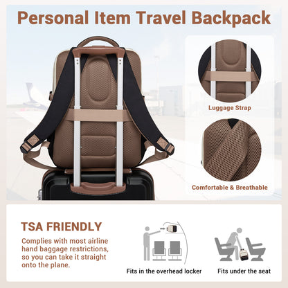 Kono Compact 15.6" Laptop Travel Backpack- 40x30x20cm, Fits Under Seat Storage