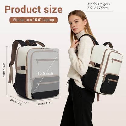 Kono Compact 15.6" Laptop Travel Backpack- 40x30x20cm, Fits Under Seat Storage
