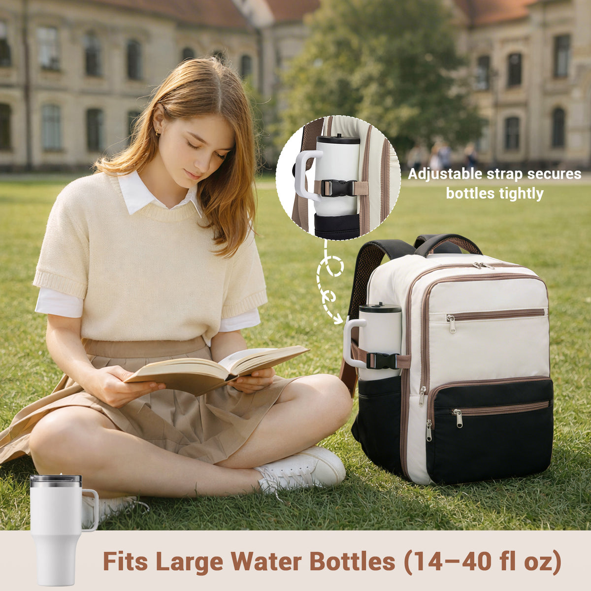Kono Compact 15.6" Laptop Travel Backpack- 40x30x20cm, Fits Under Seat Storage