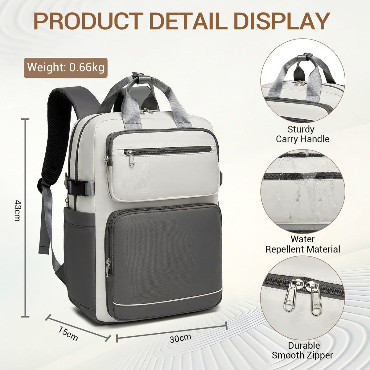 Kono Spacious Water-Resistant Laptop Backpack for Travel & Commuting- 15.6"