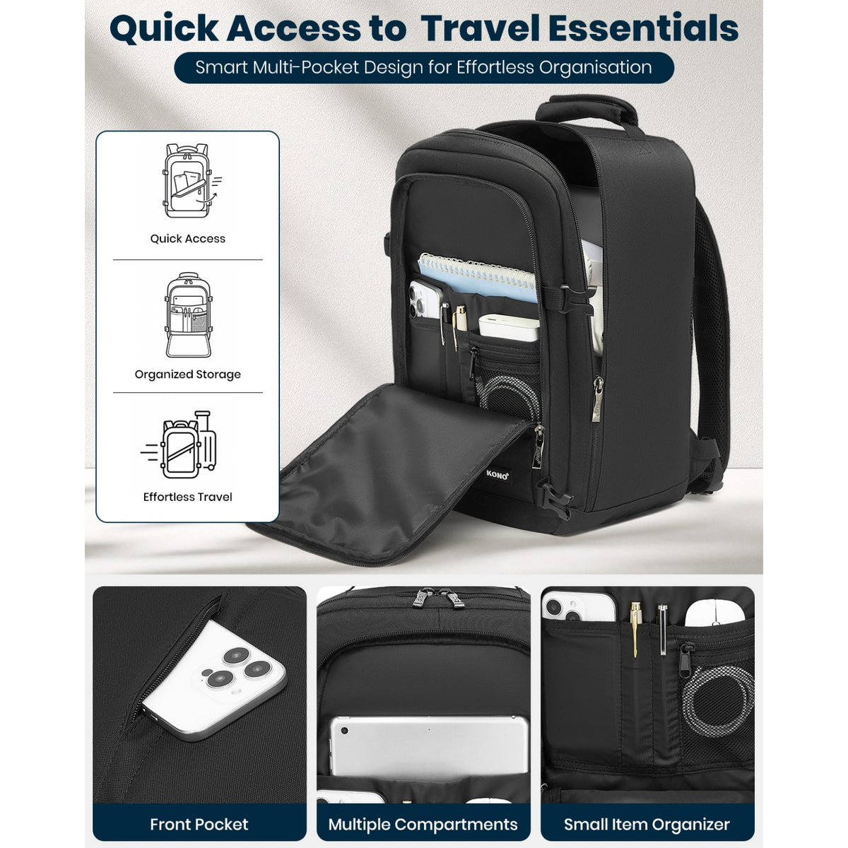 Kono Multi-purpose Business Backpack–Fits 15.6" Laptop, Ideal for Work