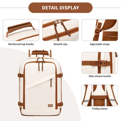Kono Colour-Block Organised Cabin Backpack 40×30×20– Spacious, Clamshell