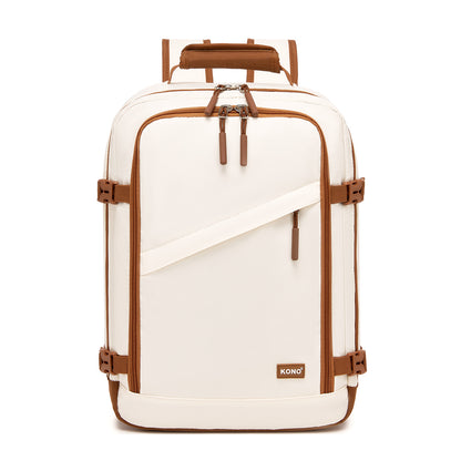 Kono Colour-Block Organised Cabin Backpack 40×30×20– Spacious, Clamshell