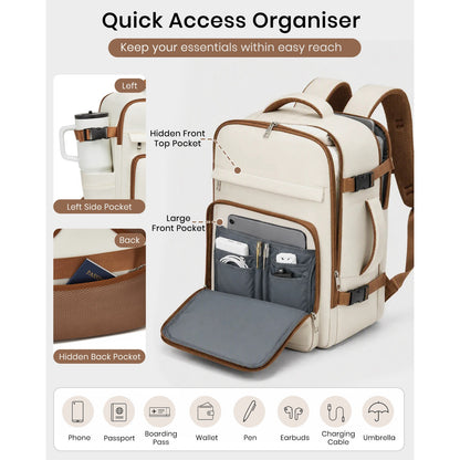 Kono Cabin Travel Backpack 40×20×30 cm– Water-Resistant, Multi-Compartment