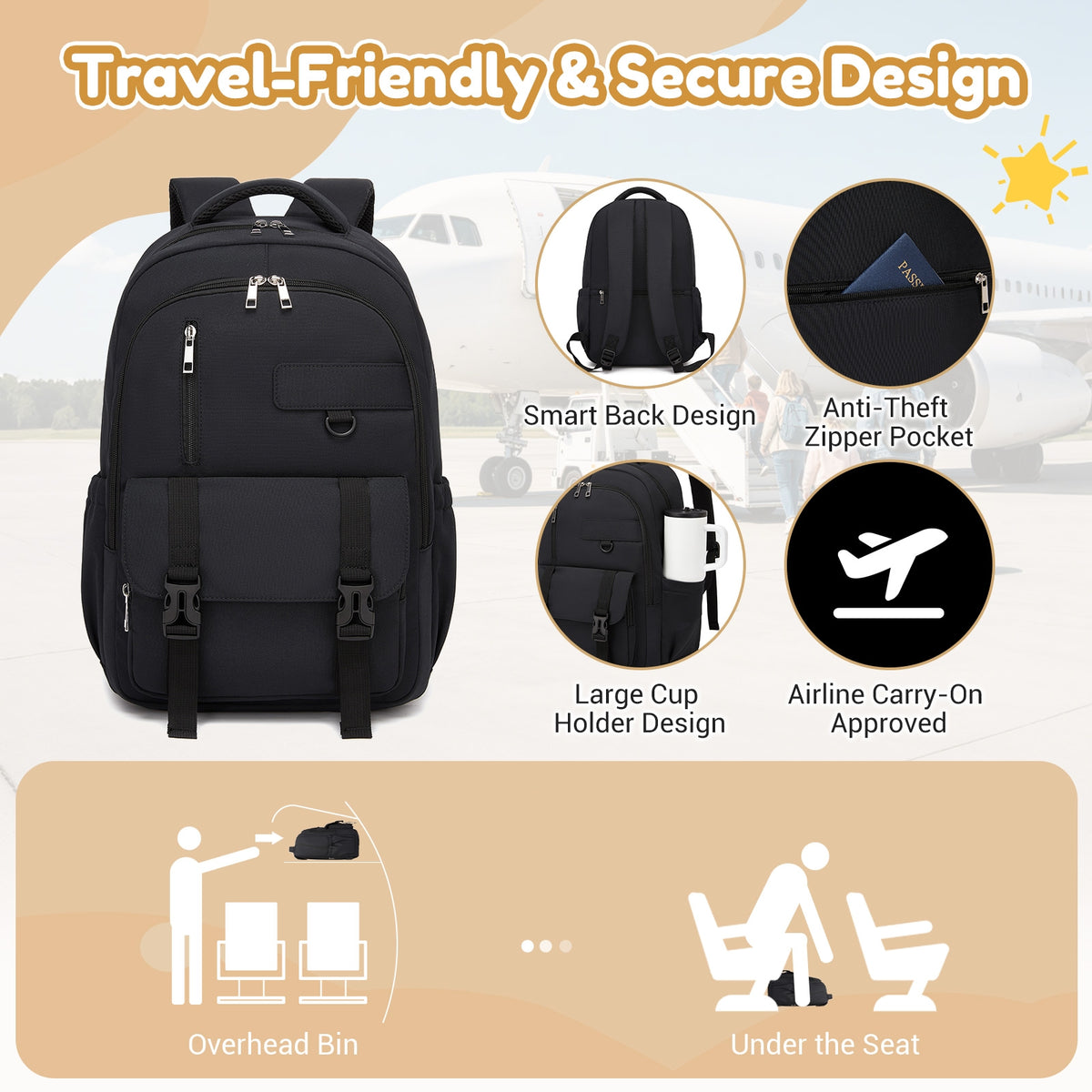 KONO Durable Water-Resistant Kids Backpack