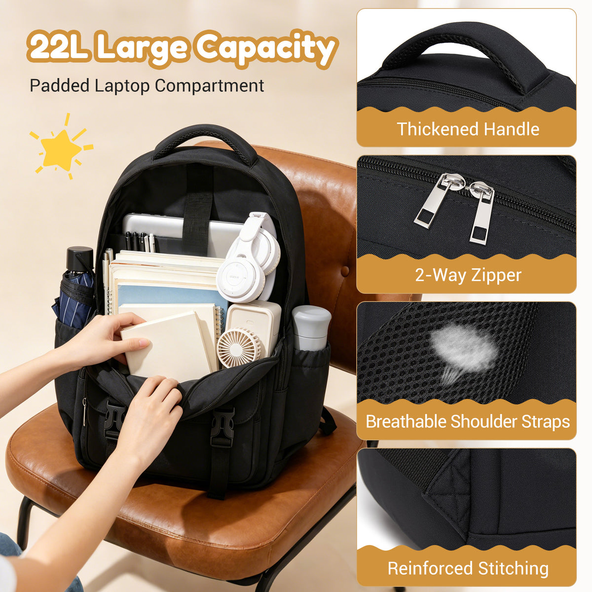 KONO Durable Water-Resistant Kids Backpack