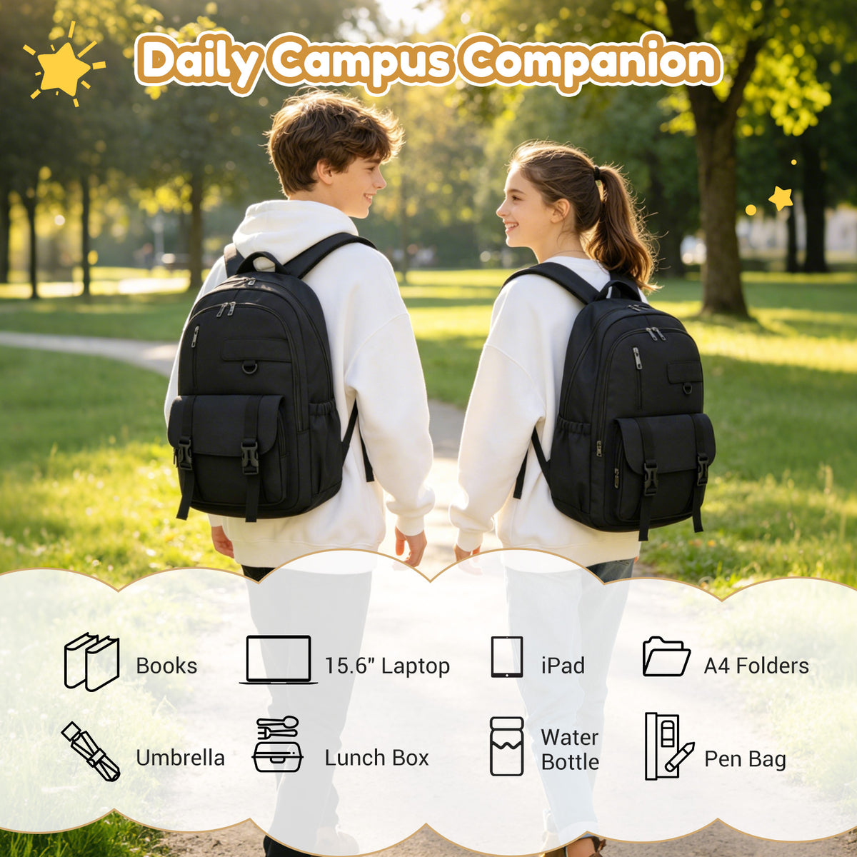 KONO Durable Water-Resistant Kids Backpack