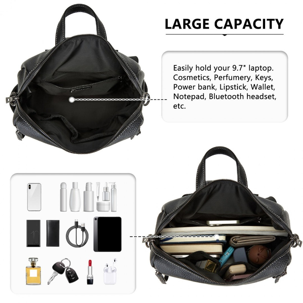 Miss Lulu Women's Convertible PU Leather Backpack & Shoulder Bag– Versatile
