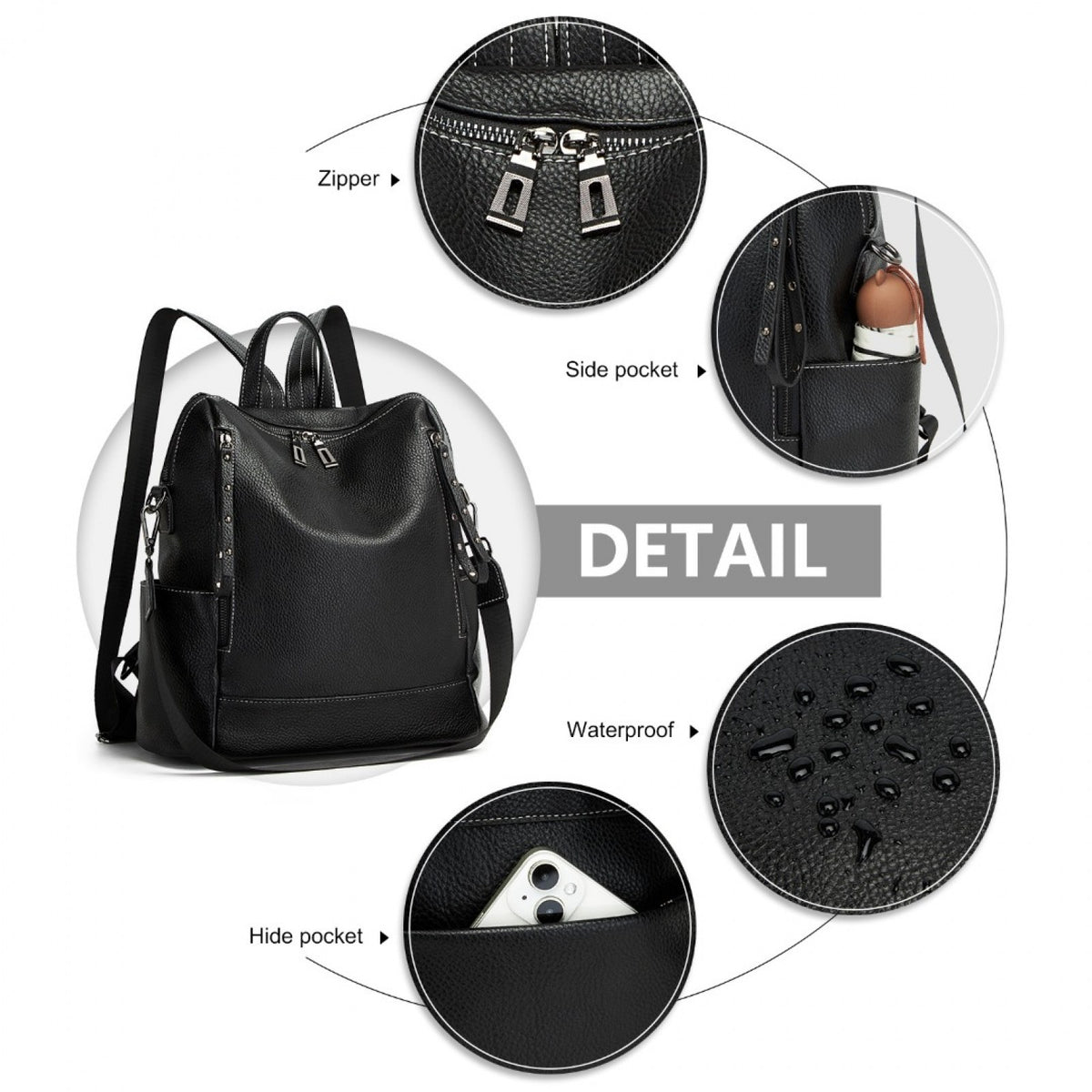 Miss Lulu Women's Convertible PU Leather Backpack & Shoulder Bag– Versatile
