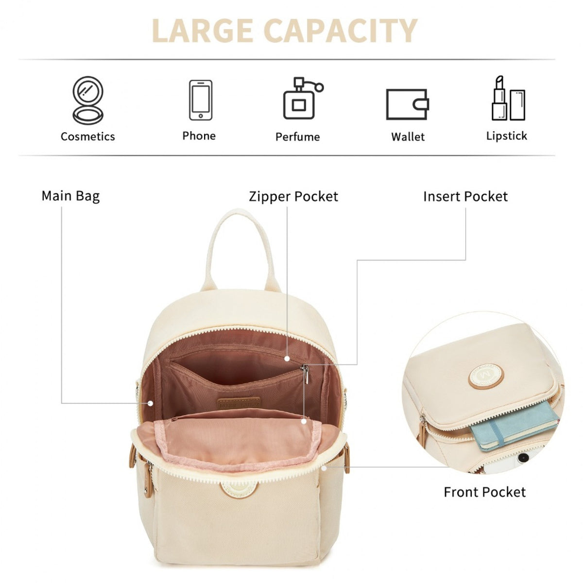 Miss Lulu 3-in-1 Convertible Backpack