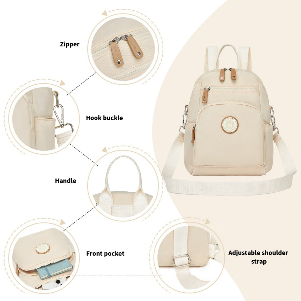 Miss Lulu 3-in-1 Convertible Backpack