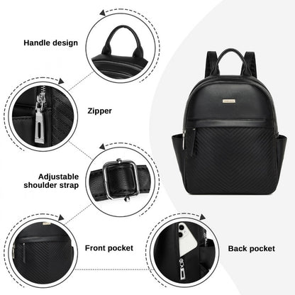 Miss Lulu Stylish PU Leather Backpack with Anti-Theft Back Zipper for Work