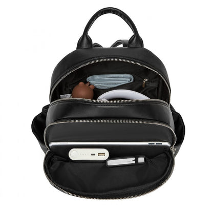 Miss Lulu Stylish PU Leather Backpack with Anti-Theft Back Zipper for Work