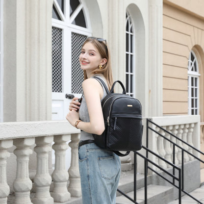 Miss Lulu Stylish PU Leather Backpack with Anti-Theft Back Zipper for Work