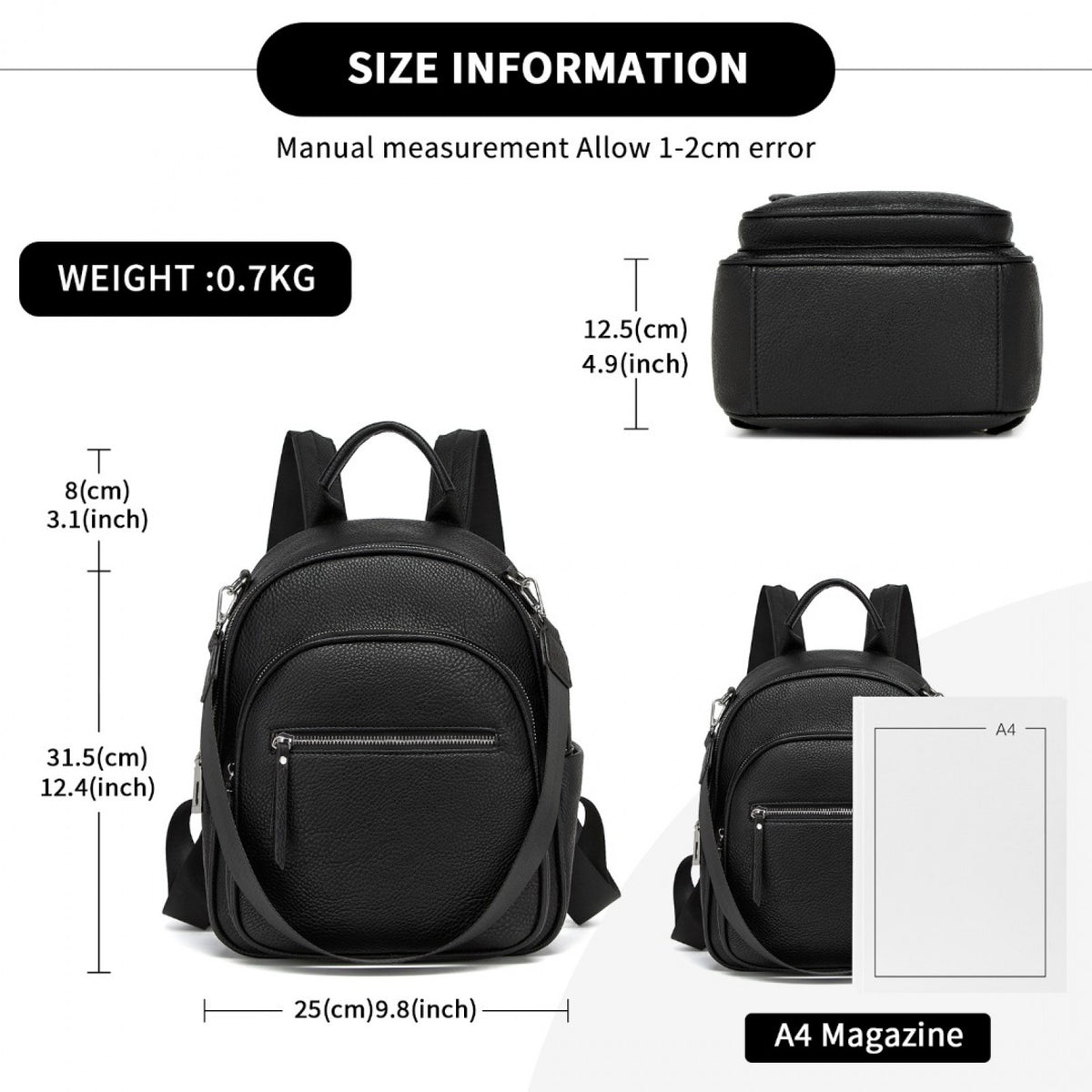 Miss Lulu PU Leather Convertible Backpack Crossbody Bag- Lightweight Anti-Theft