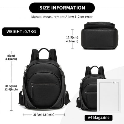Miss Lulu PU Leather Convertible Backpack Crossbody Bag- Lightweight Anti-Theft