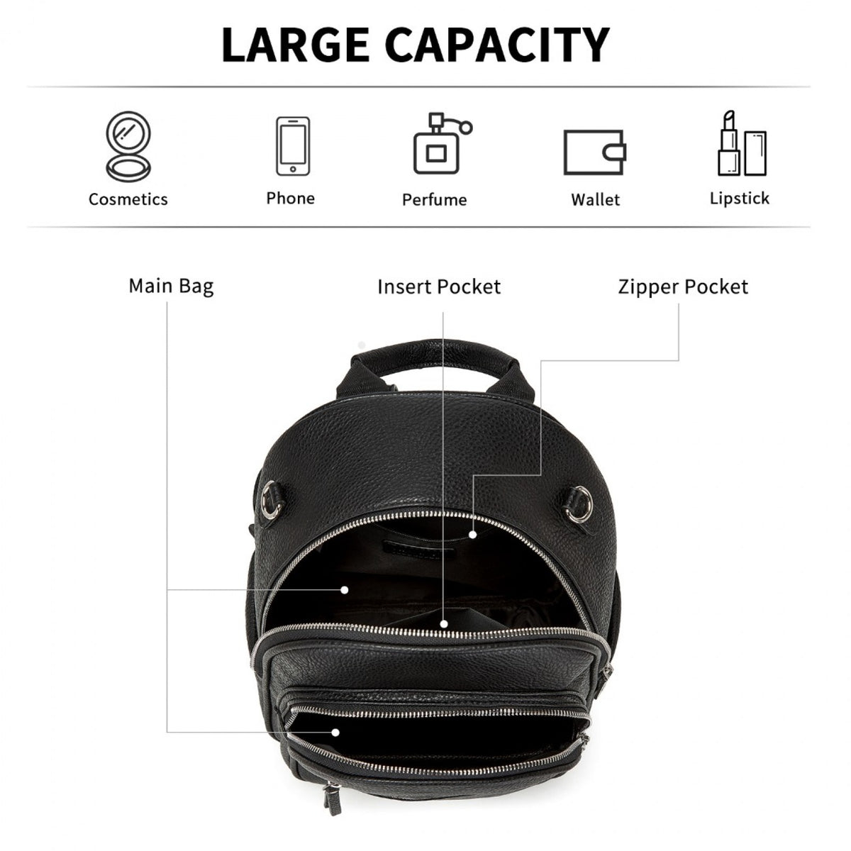 Miss Lulu PU Leather Convertible Backpack Crossbody Bag- Lightweight Anti-Theft