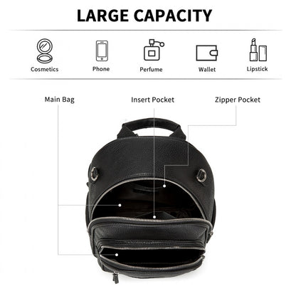 Miss Lulu PU Leather Convertible Backpack Crossbody Bag- Lightweight Anti-Theft