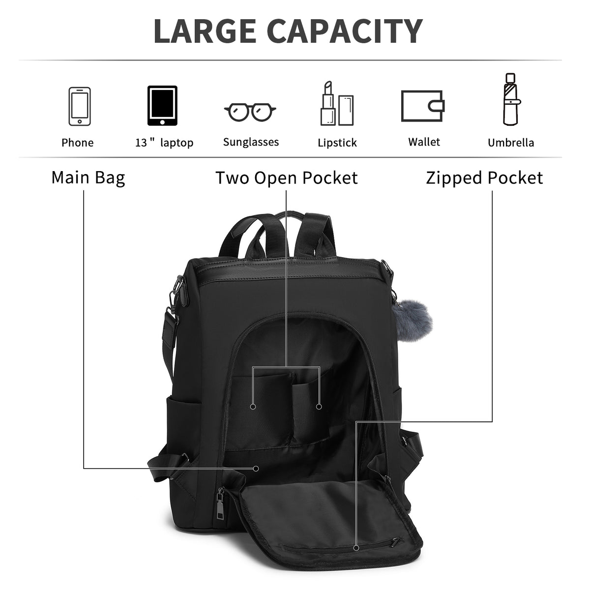 Miss Lulu Stylish Anti-Theft Convertible Backpack