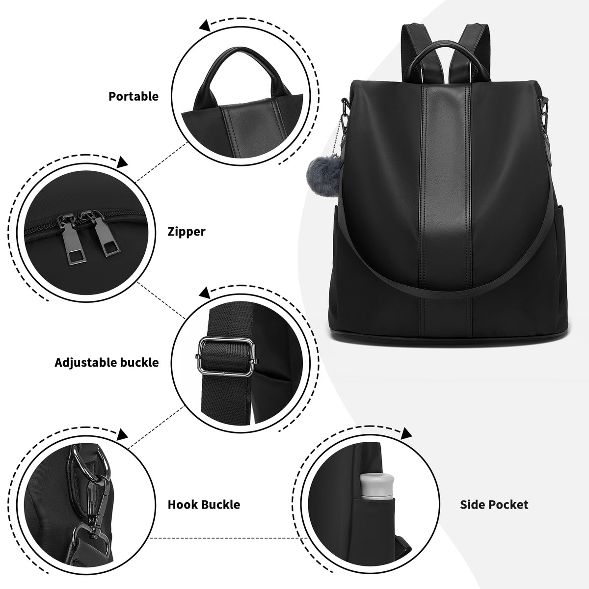 Miss Lulu Stylish Anti-Theft Convertible Backpack