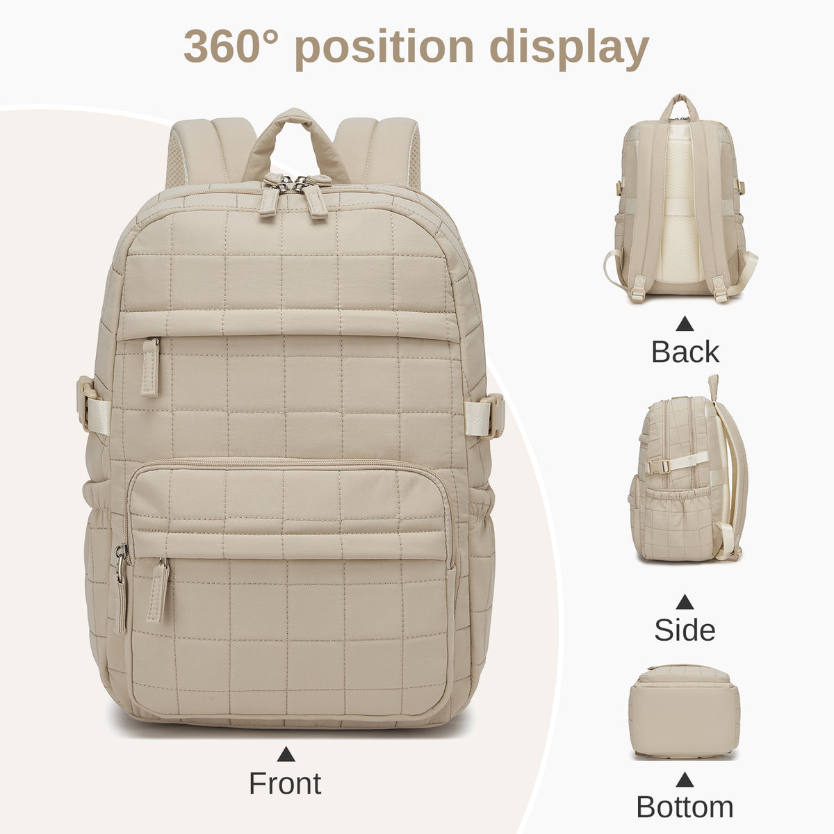 Miss Lulu Quilted Lightweight Backpack, Fits 15.6 Inch Notebook