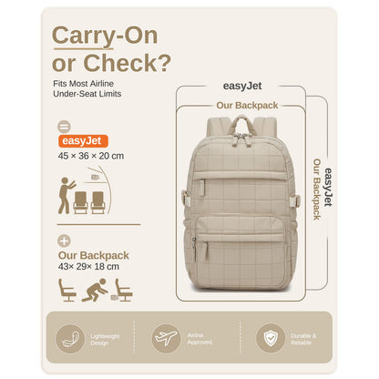 Miss Lulu Quilted Lightweight Backpack, Fits 15.6 Inch Notebook