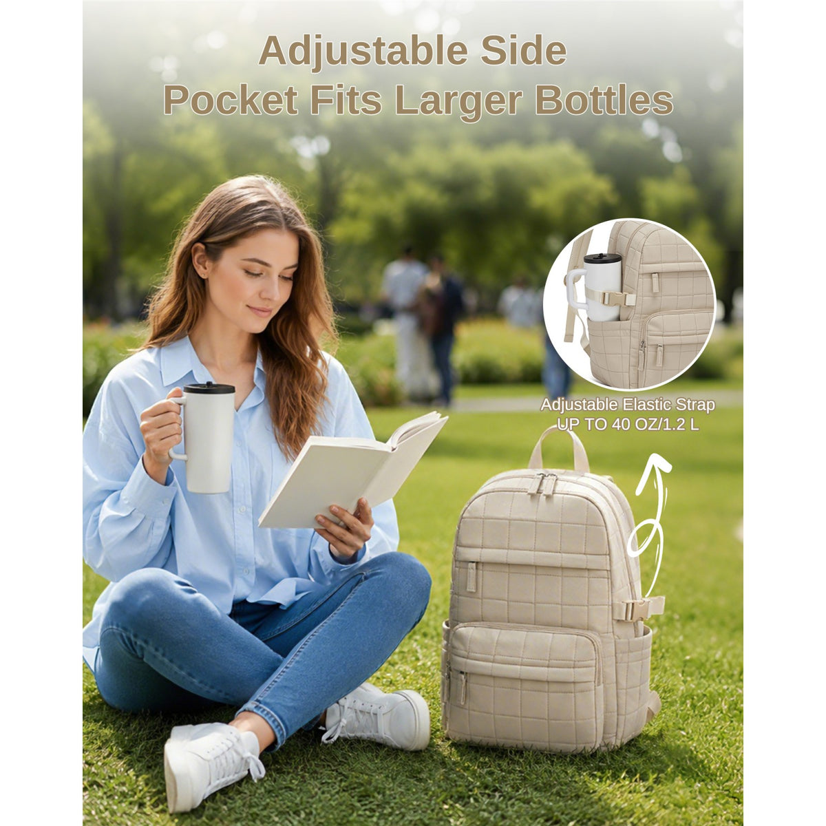 Miss Lulu Quilted Lightweight Backpack, Fits 15.6 Inch Notebook