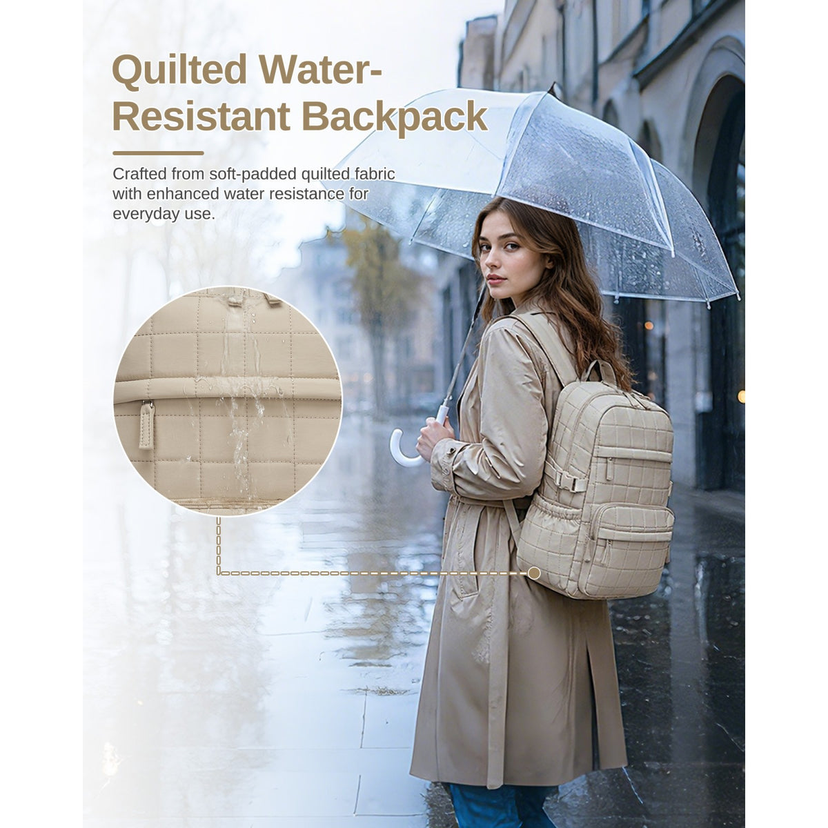 Miss Lulu Quilted Lightweight Backpack, Fits 15.6 Inch Notebook