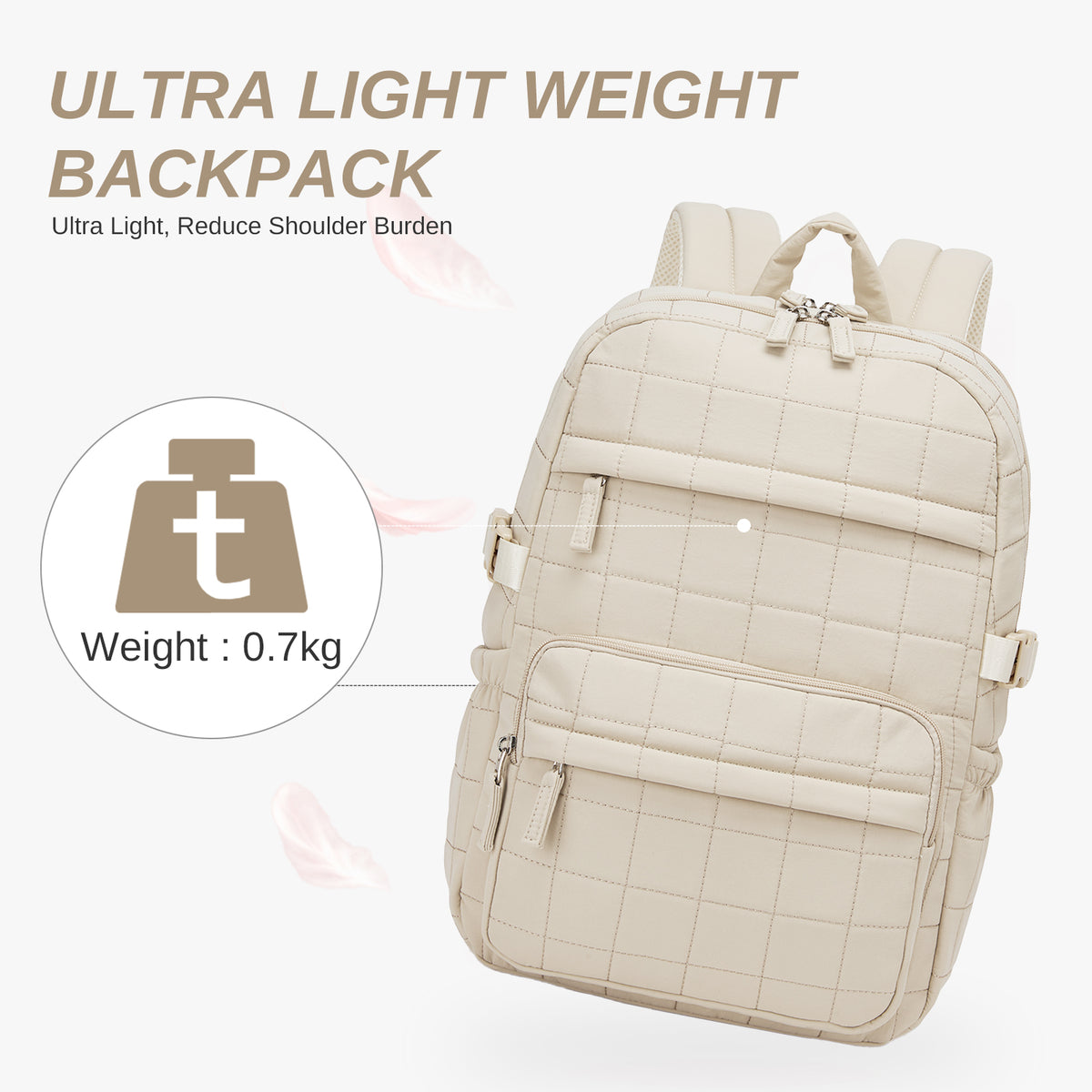 Miss Lulu Quilted Lightweight Backpack, Fits 15.6 Inch Notebook