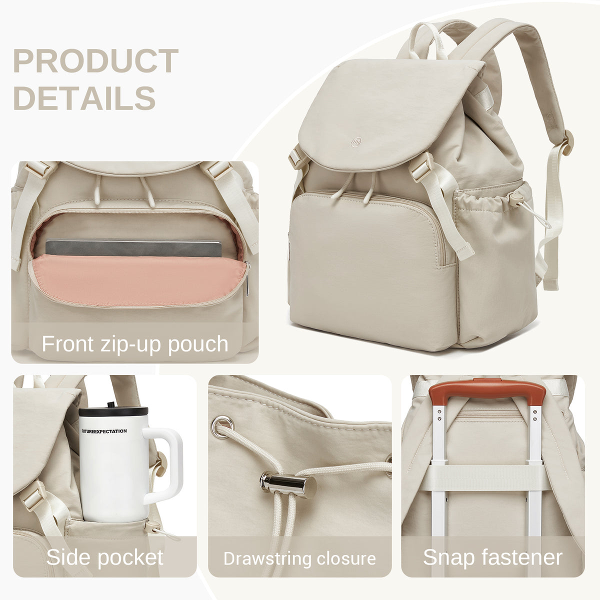 Miss Lulu Lightweight Nylon Drawstring Backpack– Casual Daily Rucksack