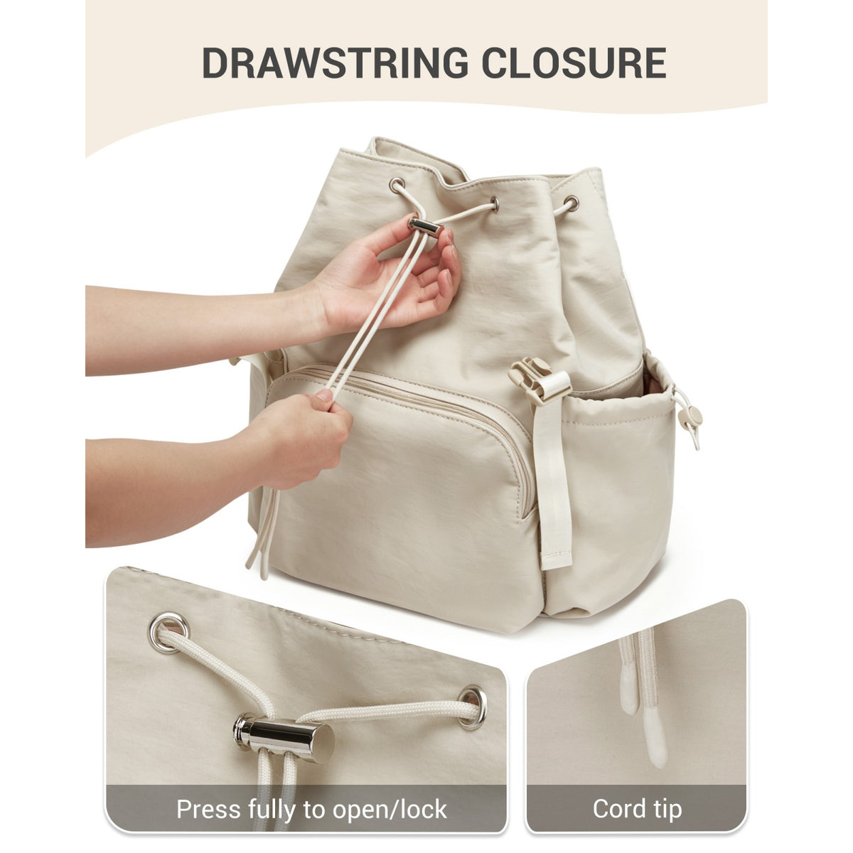 Miss Lulu Lightweight Nylon Drawstring Backpack– Casual Daily Rucksack