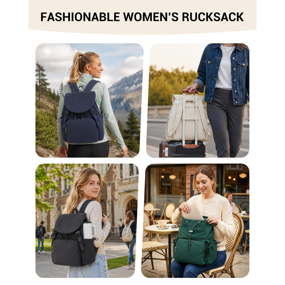 Miss Lulu Lightweight Nylon Drawstring Backpack– Casual Daily Rucksack