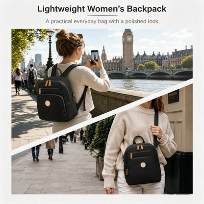 Miss Lulu Women's Backpack, Water-Resistant Nylon Convertible Shoulder and