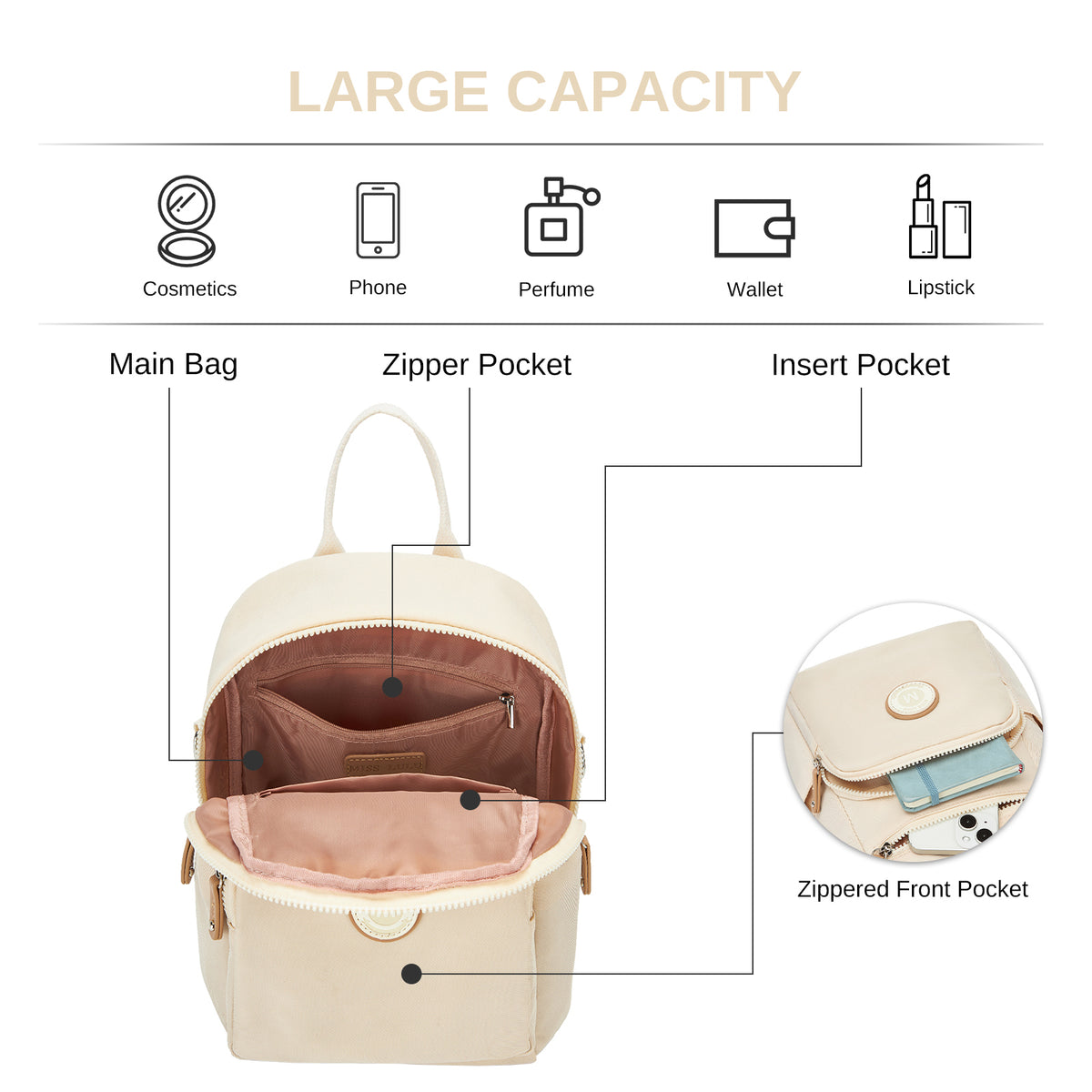 Miss Lulu 3-in-1 Convertible Backpack