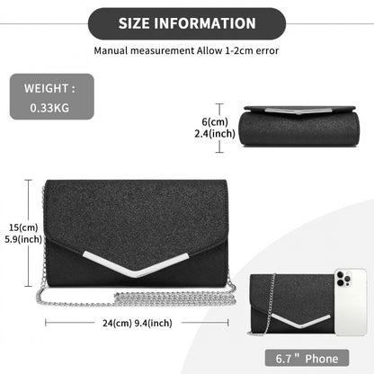 Miss Lulu Women's Glitter Envelope Clutch