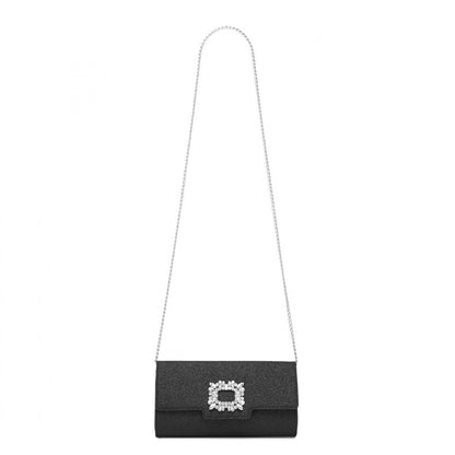 Miss Lulu Glitter Evening Clutch with Crystal Embellishment & Detachable Chain