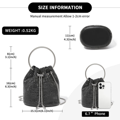 Kono Women's Rhinestone Evening Bag– Sparkly Handbag